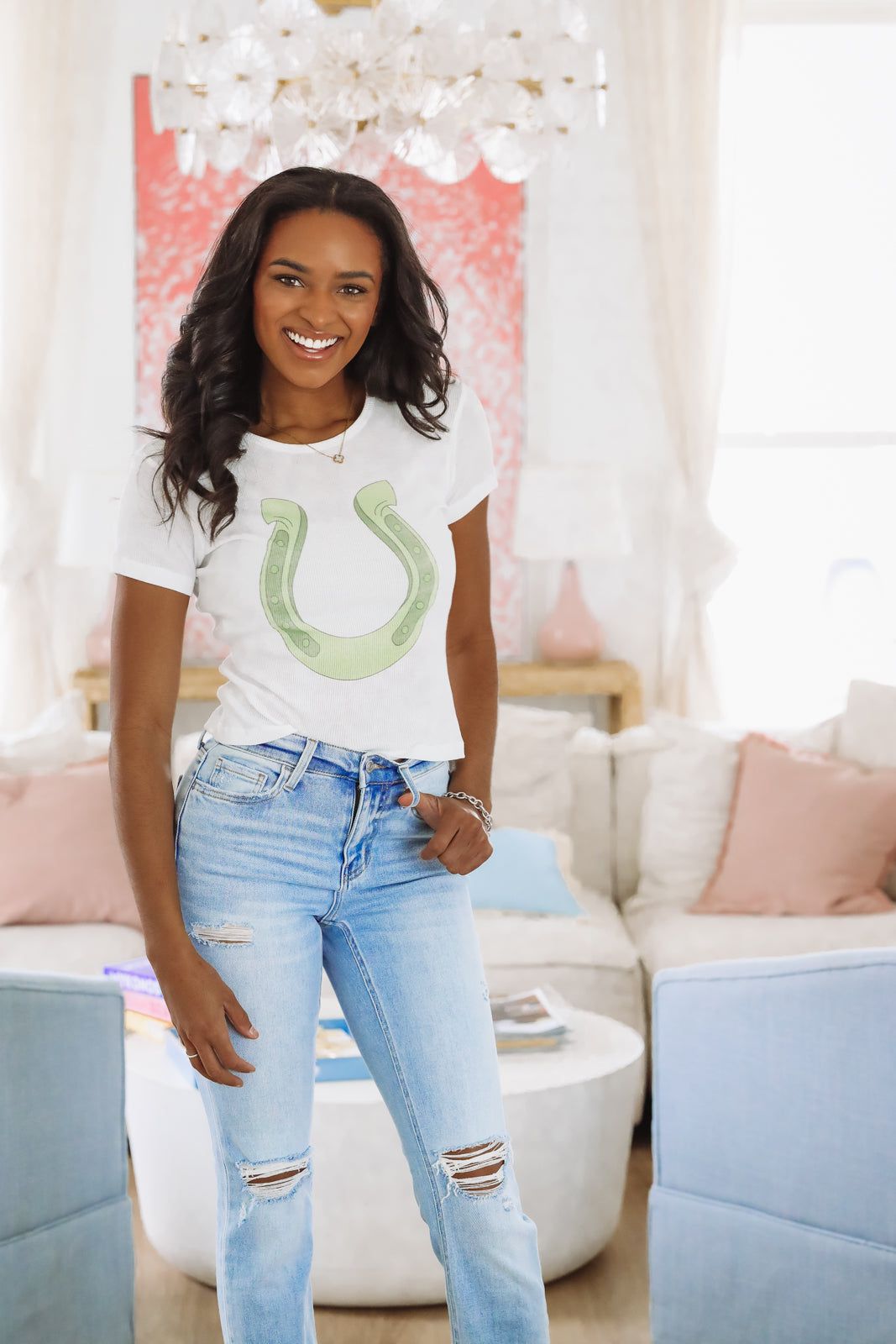 The Laundry Room Lucky Gal Crop Top - White-HAZEL & OLIVE-Small-