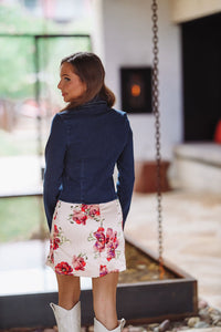 Tied with a Bow Denim Top - Denim-HAZEL & OLIVE-Small-