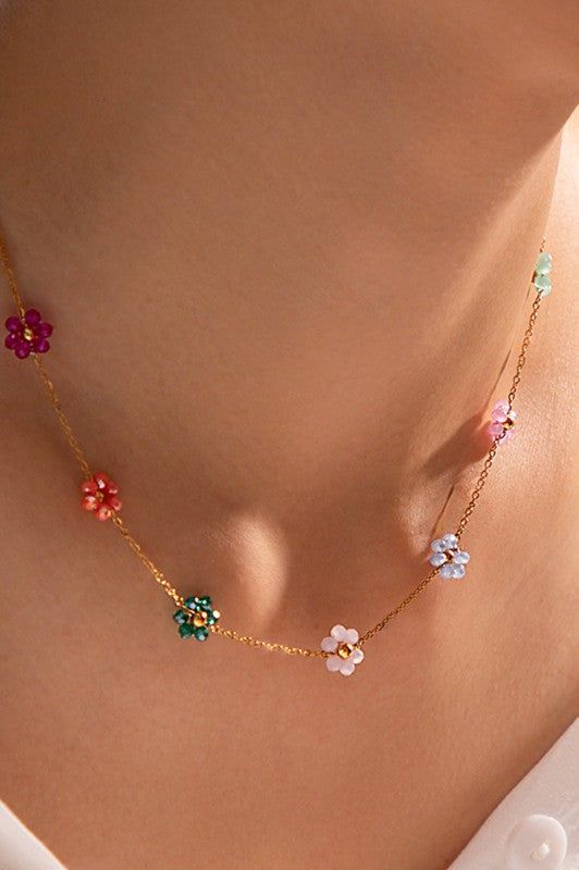 Tiny Flowers Necklace - Gold-Hazel & Olive-