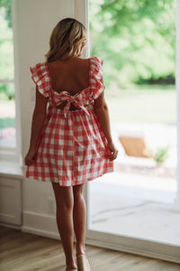 To Be Loved By You Plaid Babydoll Dress - Pink and White-HAZEL & OLIVE-Small-