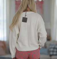 Touchdown Teddy Sweater Top - White and Red-Hazel & Olive-XSmall-
