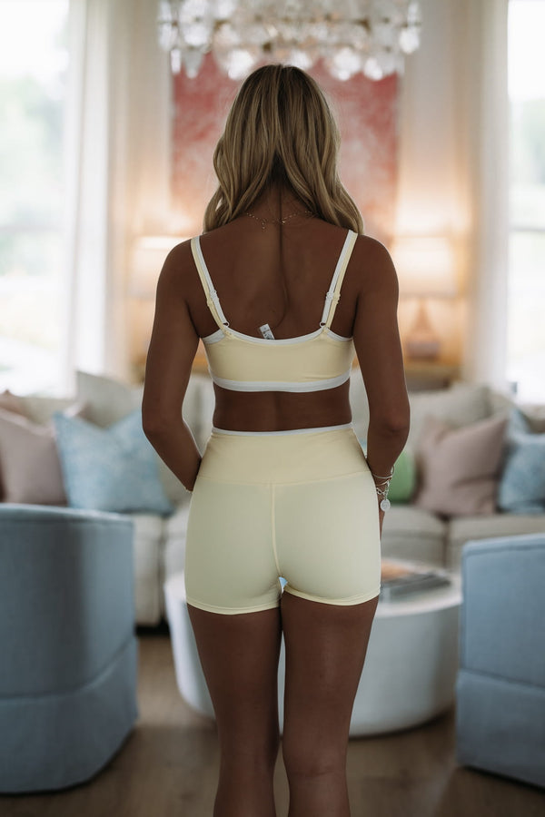 Hazel & Olive TP80238/Lemon Double Layered Bra Top - Lemon Yellow