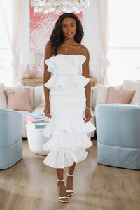 Tranquil Ruffle Top and Maxi Skirt Set - White-HAZEL & OLIVE MST8098-Small-