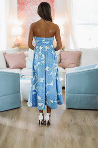 Tropical Paradise Midi Dress - Blue and White-HAZEL & OLIVE 2500/284LDA-Small-