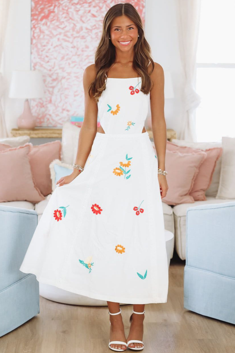 Tulip Tango Midi Dress - White-HAZEL & OLIVE MD4900-Small-