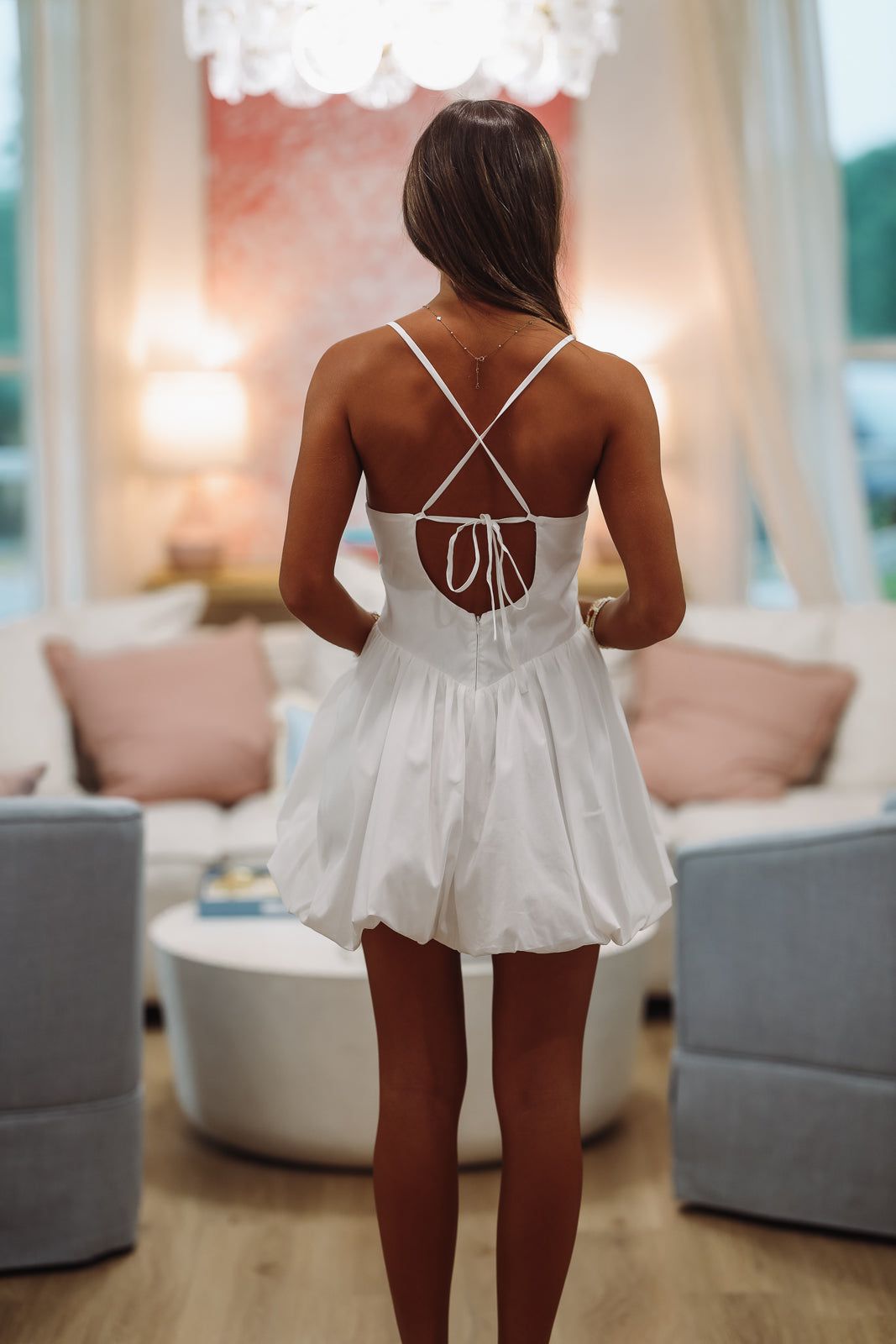 Lavender Love Mini Dress - White-HAZEL & OLIVE VID51624-Small-