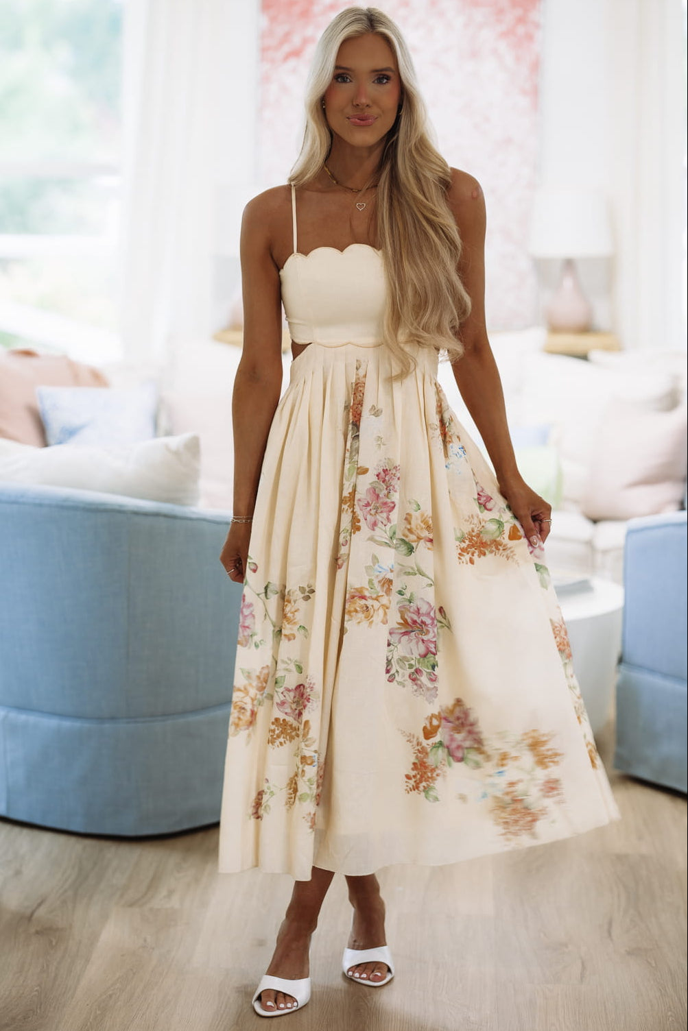 Hazel & Olive VID51913 Honey Linen Maxi Dress - Light Yellow, Orange, Green and Purple