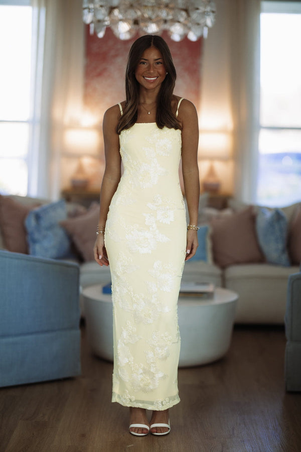 Hazel & Olive VID51965 Amazing Night Maxi Dress - Yellow