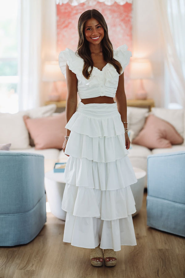 Lemon Zest Maxi Skirt - White-HAZEL & OLIVE VIS51700-Small-