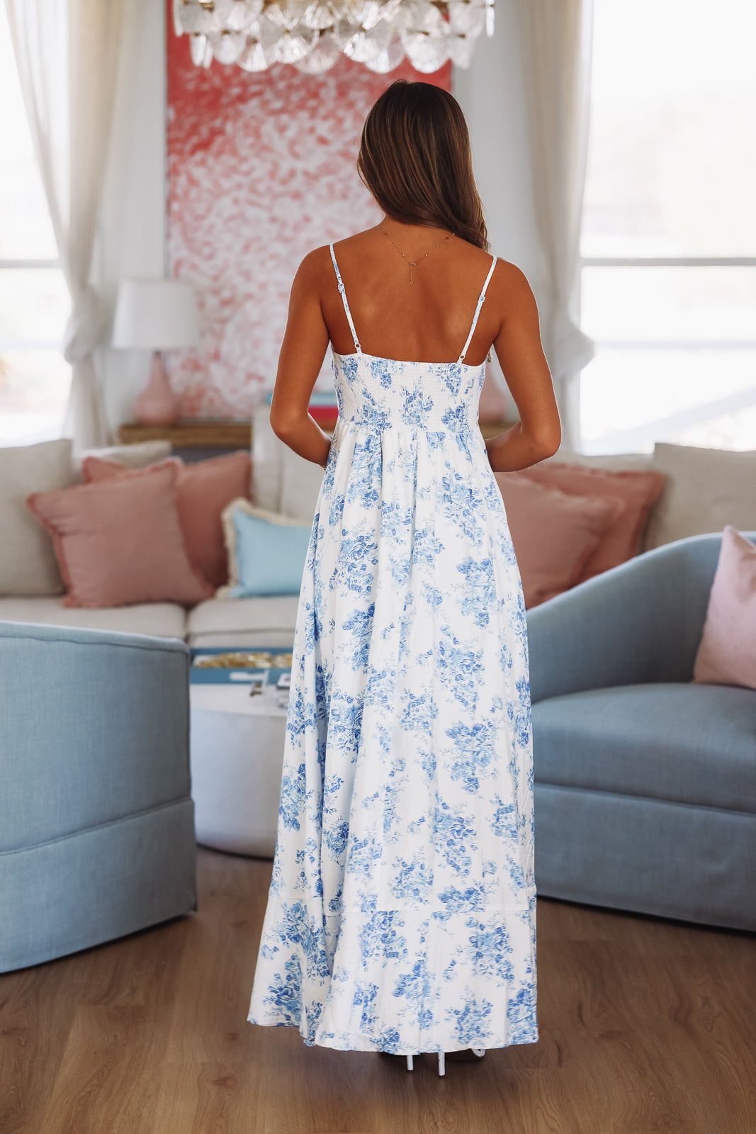 Weekend Bliss Maxi Dress - Blue and White-HAZEL & OLIVE 2500/653LDH-Small-