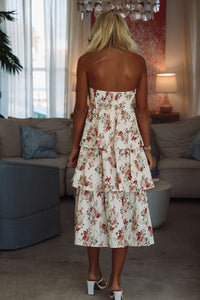 Willow Grace Midi Dress - Cream, Red and Pink-HAZEL & OLIVE S127D/1-Small-