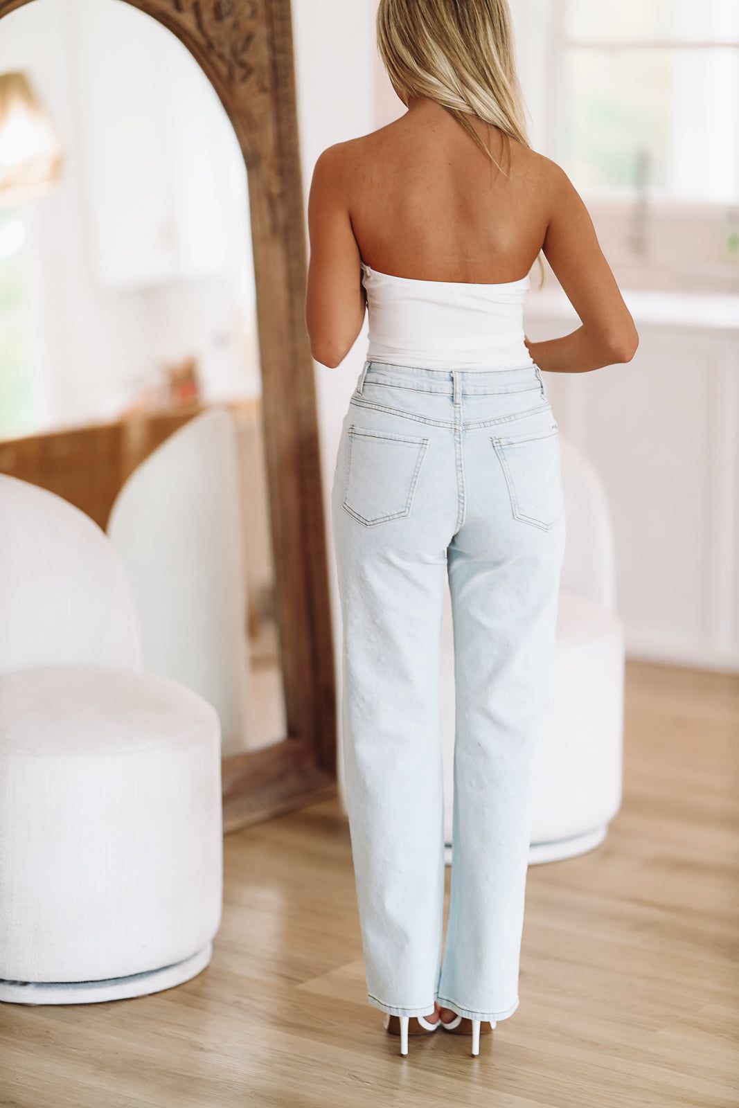 Worth a Million Embellished Straight Leg Jeans - Light Wash-HAZEL & OLIVE-Small-