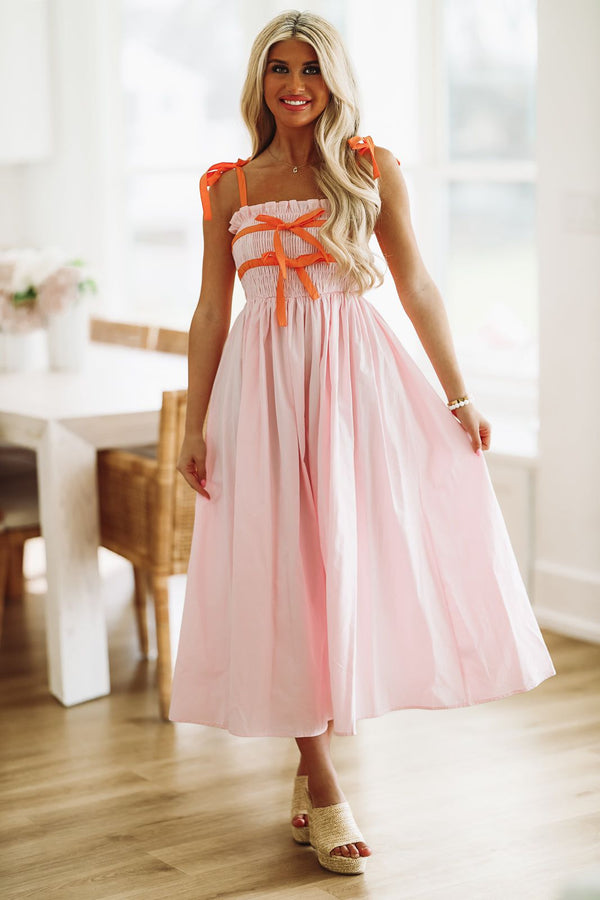 Your Crush Midi Dress - Pink and Orange-HAZEL & OLIVE-Small-