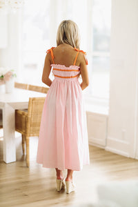 Your Crush Midi Dress - Pink and Orange-HAZEL & OLIVE-Small-
