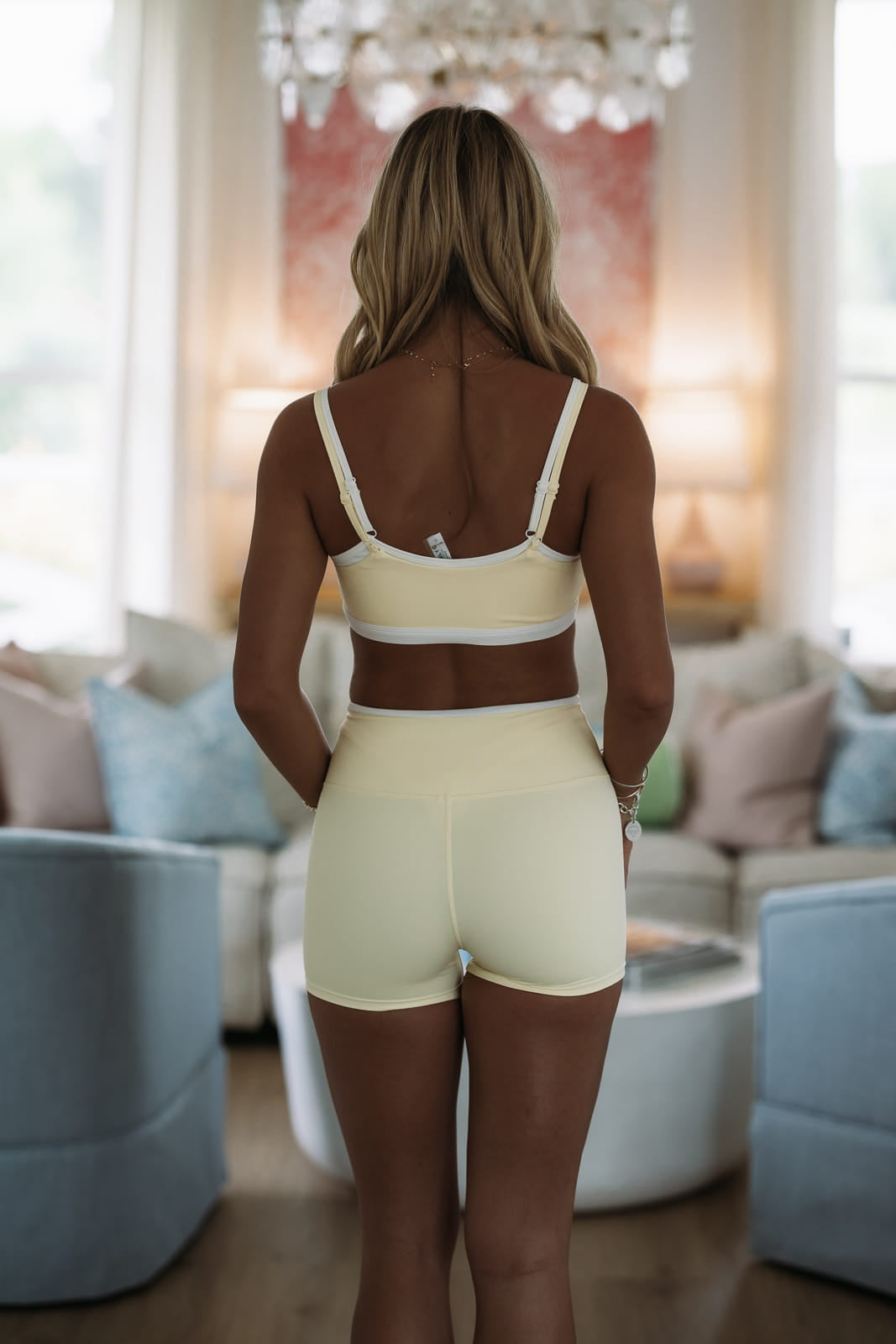 Hazel & Olive YP70161/Lemon Contrast Binding Biker Shorts - Lemon Yellow