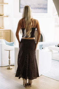 ISA43349 Dinner for Two Maxi Skirt - Brown