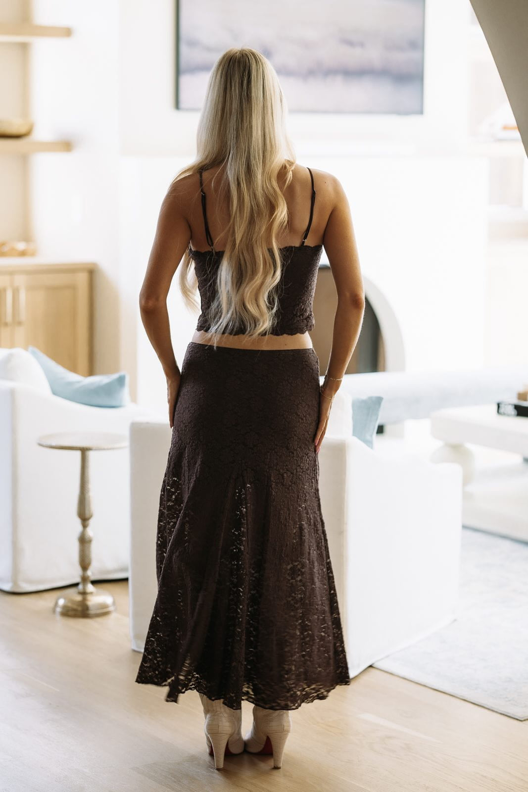 ISA43349 Dinner for Two Maxi Skirt - Brown