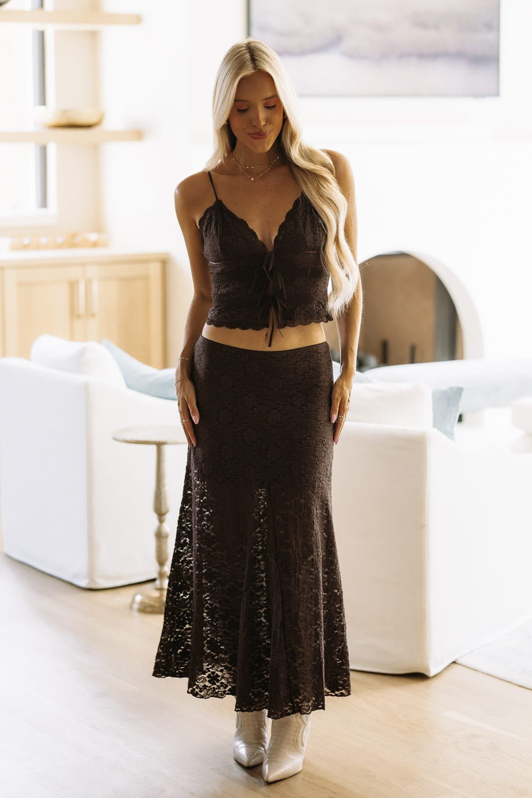 ISA43349 Dinner for Two Maxi Skirt - Brown