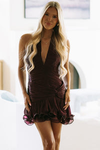 LD1497 Dark Romance Mini Dress - Wine
