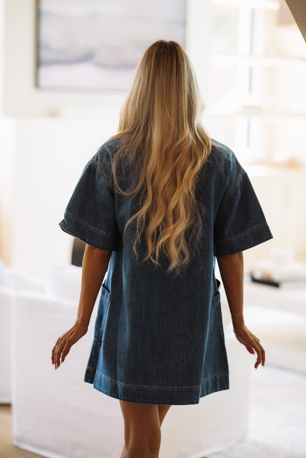 MD5050 Cabin Charm Mini Dress - Indigo Denim