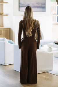 MS8236 Weekend in Vermont Knit Top and Pants Set - Walnut Brown