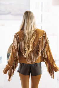 SIJ54341A Lone Star Fringe Jacket - Camel