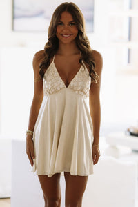 SM/D21325A All That Shimmers Mini Dress - Cream