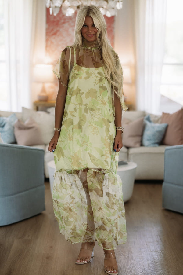 STD14023DR Zola Sheer Maxi Dress - Green