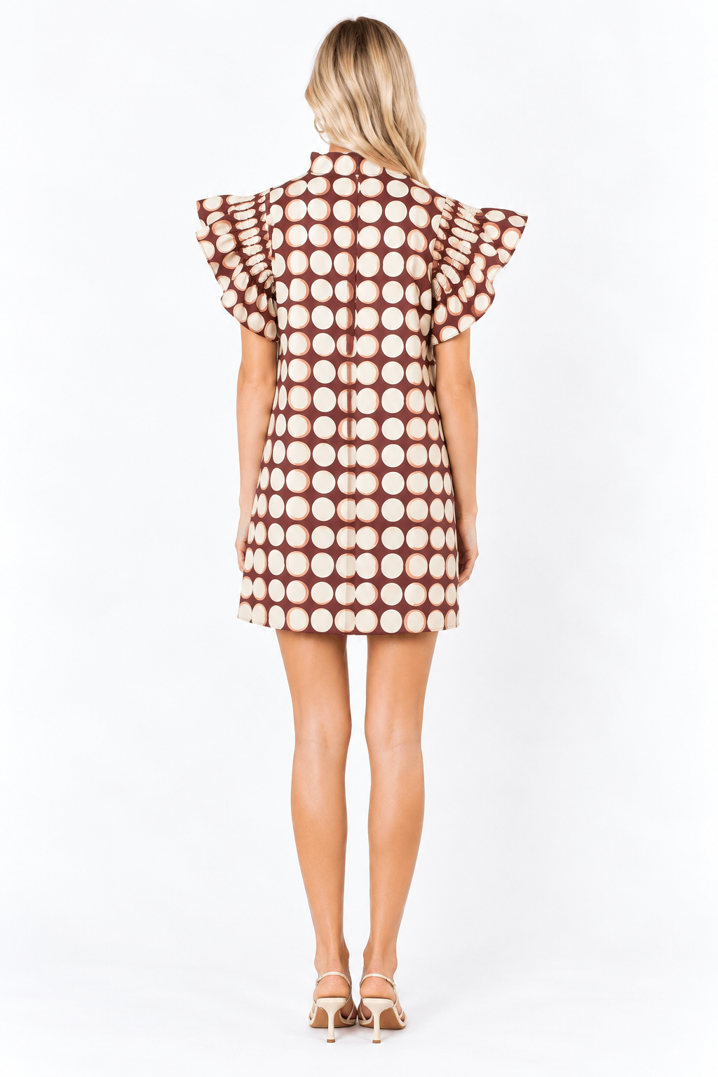 WCT3724 She's Chic Mini Dress - Cream and Burgundy