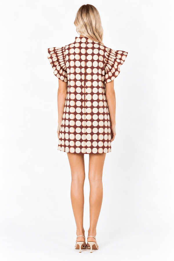 WCT3724 She's Chic Mini Dress - Cream and Burgundy