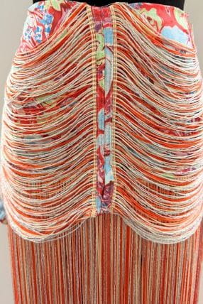 WNQA1469 ORG Twirl Worthy Midi Skirt - Orange, Red and Blue