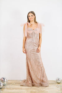 The Golden Hour Evening Gown Dress - Rose Gold-HAZEL & OLIVE-2-