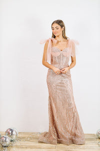 The Golden Hour Evening Gown Dress - Rose Gold-HAZEL & OLIVE-2-